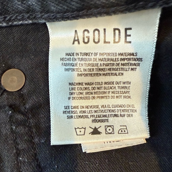 AGOLDE Parker Jean Cut Off Shorts Trance Black Denim Distressed High Rise 33 - Picture 10 of 14